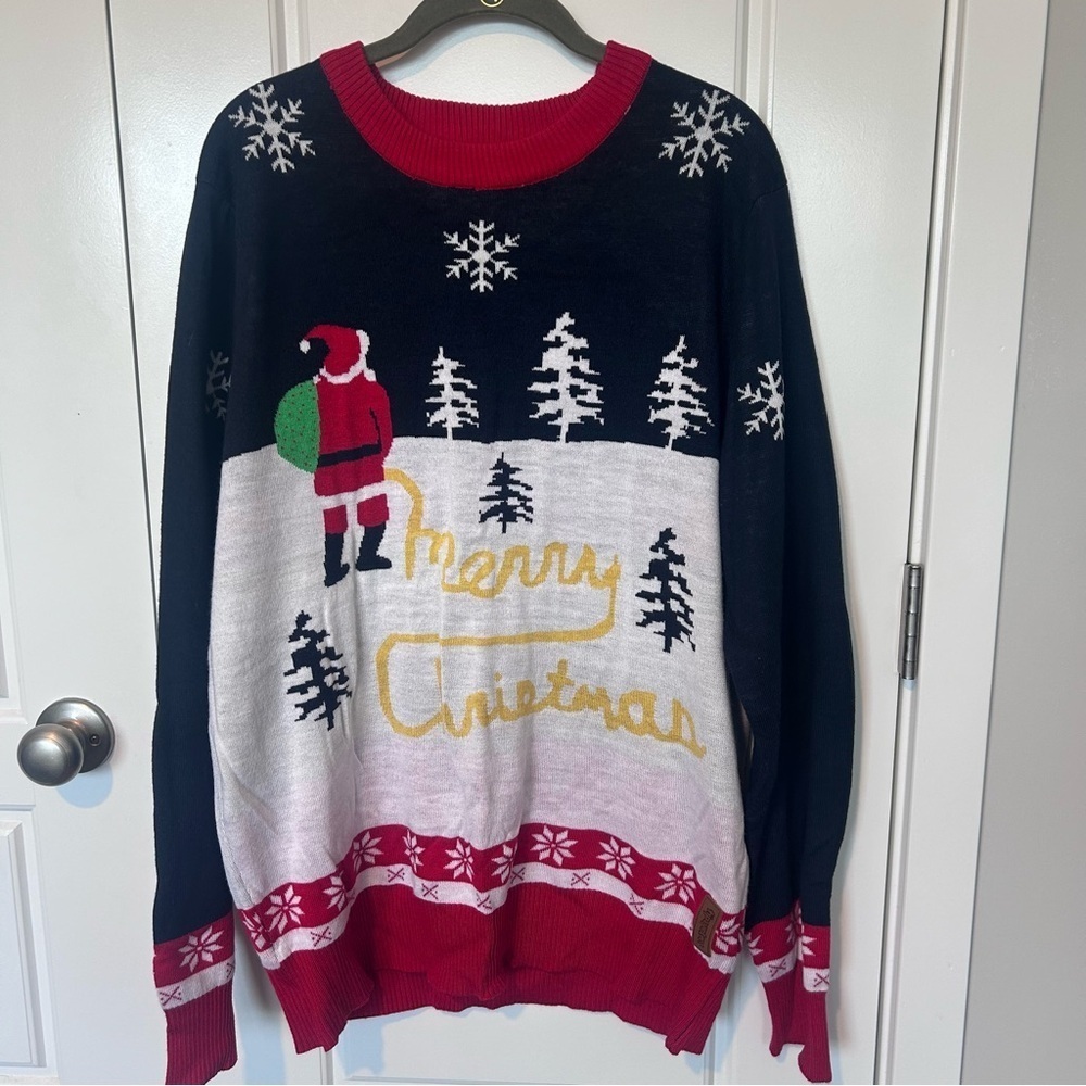 Tipsy Elves Black  Red Men's Yellow Snow Light Up Ugly Christmas Sweater XL - Picture 2 of 6
